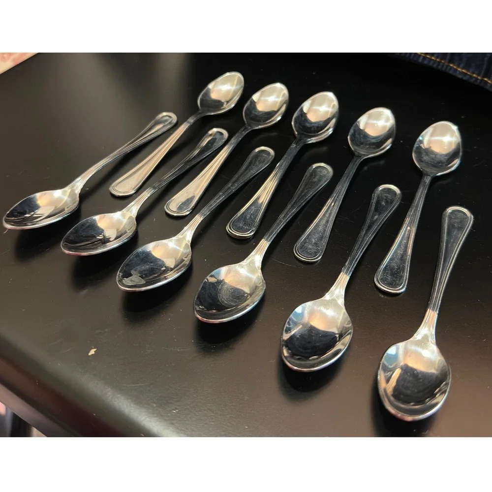 Chromolit Demitasse Spoons 18-10 Stainless Steel Silver Fiddle Set of 11 4.5